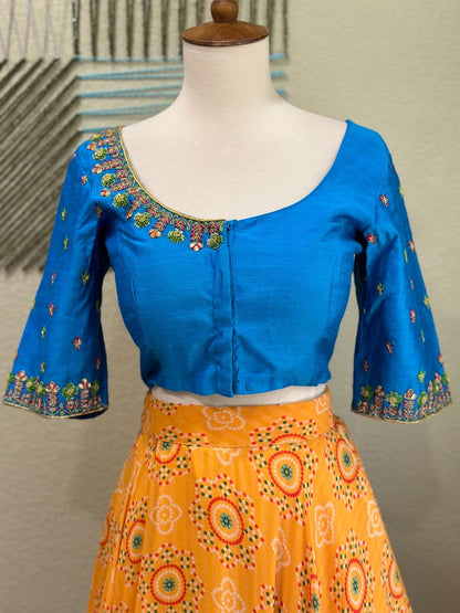 Maggam work Blouse for Saree –  Blue Blouse- Artisan Silk Blouse – Festive & Wedding Ethnic Wear