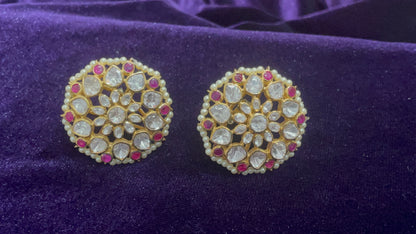 Polki Studs Statement Studs Silver Jewelry - SHABURIS