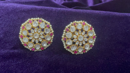 Polki Studs Statement Studs Silver Jewelry - SHABURIS