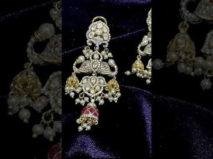 Polki Earrings lyte weight earrings Swarovski diamonds Emerald Gem Stone Silver Jewelry Statement Jewelry Indian Jewelry Designs - SHABURIS
