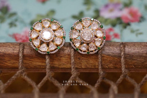 Diamond Studs,polki Jewelry,Daily wear Jewelry,moghul Jewelry,emerald Stones Jewelry,Sterling Silver Jewelry,Pure Silver Jewelry