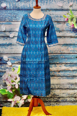 Indian Designerwear,Indian Designer Ikkat Kurta,Indian Dress for women,Indian Stitched Dress for Women, Indian Partywear Dress ikkat