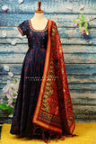 Ikkat,Indian Designer anarkali,Indian Stitched Dress for women, zardhosi maggam mirror work green Dress ,Indian Partywear patola Duppatta