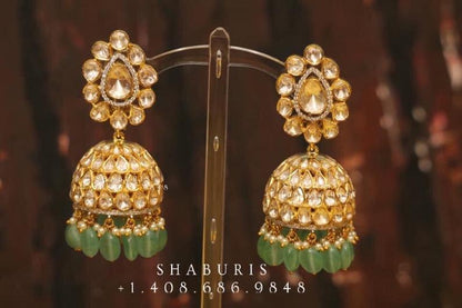 Polki Diamond Buttalu,polki Diamond Jhumka Jewelry,South Indian Jewelry,Jhumka Earrings,Jhumki, indian jewellery Designs -NIHIRA