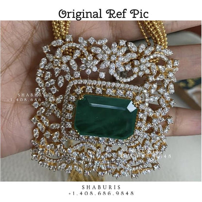 Swarovski pendent,swarovski chain,southindian Jewelery,Traditional indian Jewelery,Polki haram,Pure silver jewelry-NIHIRA