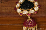 Tassel pendant,swarovski chain,sabyasachi jewelry inspired Traditional indian Jewelery,Polki haram,Pure silver jewelry-NIHIRA
