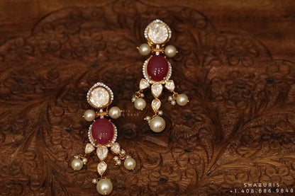 Bollywood Jewelry,Pure Silver Jewellery,Navaratan Necklace,Big Indian studs,Indian Bridal,Indian Wedding Jewelry-NIHIRA-SHABURIS
