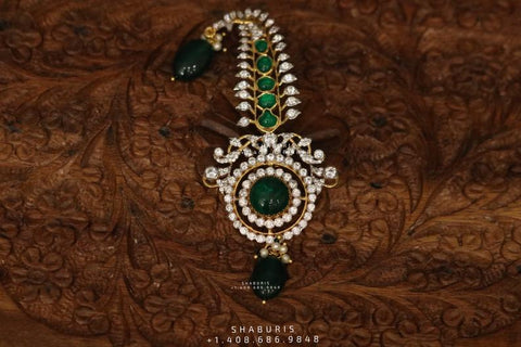 Saree brooch, wedding jewelry,sabyasachi jewelry inspired Traditional indian Jewelery,Polki,Pure silver jewelry-NIHIRA