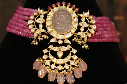 Polki Necklace pink saphire -SHABURIS