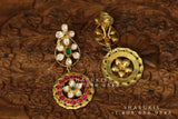 Polki earrings,South Indian coral jewelry ,polki studs,uncuts statement jewelry simple stud Jewelry,pure Silver indian jewelry-SHABURIS