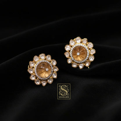 Small studs Pure Silver Jewellery Indian,Moissanite Studs,Big Indian Necklace,Indian Bridal,Indian Wedding Jewelry-NIHIRA-SHABURIS