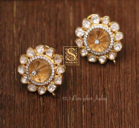 Indian Bridal Jewelry,Pure Silver Jewellery Indian,Moissanite Studs,Big Indian Necklace,Indian Bridal,Indian Wedding Jewelry-NIHIRA-SHABURIS