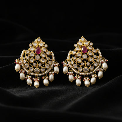 Chandbali Earrings Diamond Studs Polki Earrings Diamond Earrings Cocktail earrings 925 Silver Jewelry Silver Earrings - SHABURIS