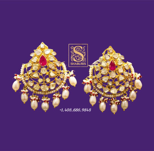 Bollywood Jewelry,Pure Silver Jewellery Indian ,Chandbali Earrings,Big Indian earrings,Indian Bridal,Indian Wedding Jewelry-NIHIRA-SHABURIS