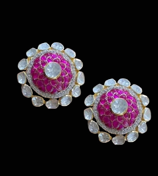 Indian Jewelry,Pure Silver Jewellery Indian ,Moissanite Earrings,Big Indian earrings,Indian Bridal,Indian Wedding Jewelry-NIHIRA-SHABURIS