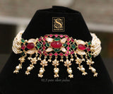 Indian Bridal Jewelry,Pure Silver Jewellery Indian ,Kundan Choker,Big Indian Necklace,Indian Bridal,Indian Wedding Jewelry-NIHIRA-SHABURIS
