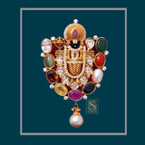 Bollywood Jewelry,Pure Silver Jewellery,Navaratan Balaji Pendent,Big Indian studs,Indian Bridal,Indian Wedding Jewelry-NIHIRA-SHABURIS