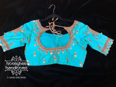 Indian Saree blouse | Indiandesigner blouse | designer blouse | sareeblouse | Kasu work blouse | Saree stitched blouse | HoneyBeeHandlooms
