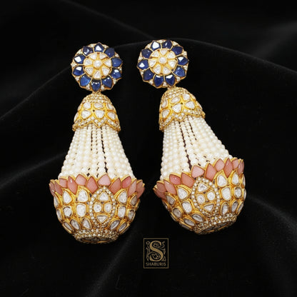 Polki Studs Polki Earrings Cocktail Earrings Diamond Studs Diamond Earrings Simple Studs Pearl Studs 925 Silver Earrings Silver Jewelry - SHABURIS