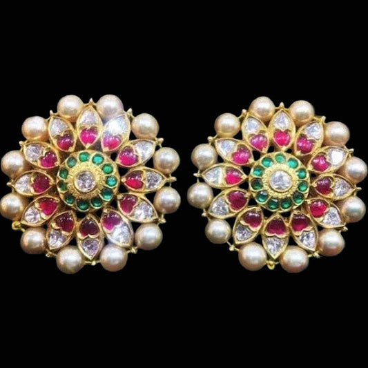 South Indian Jewelry,Pure Silver Jewellery Indian ,Earrings,Big Indian earrings,Indian Bridal,Indian Wedding Jewelry-NIHIRA-SHABURIS