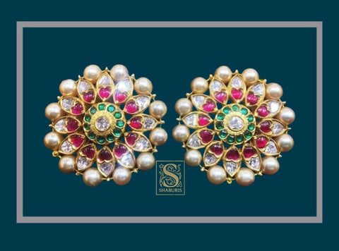 South Indian Jewelry,Pure Silver Jewellery Indian ,Earrings,Big Indian earrings,Indian Bridal,Indian Wedding Jewelry-NIHIRA-SHABURIS