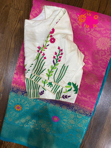 Raw mango saree inspired,Lyte weight Sarees online,South Indian Sarees,Pure Banaras Sarees,Saree Stitched Blouse,saree,Banaras silk- NIHIRA