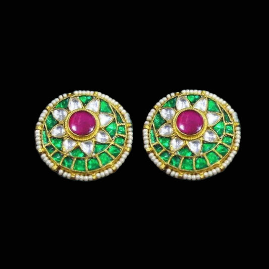 Bollywood Jewelry,Pure Silver Jewellery Indian ,Emerald Studs,Big Indian studs,Earrings ,Indian Bridal,Pakistani Jewelry-NIHIRA-SHABURIS