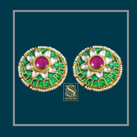 Bollywood Jewelry,Pure Silver Jewellery Indian ,Emerald Studs,Big Indian studs,Earrings ,Indian Bridal,Pakistani Jewelry-NIHIRA-SHABURIS