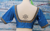Saree Blouse | Stitched blouse | Blouse|Silk Blouse | Pure silk | blue blouse| indian Blouse|bollywood Blouse- HoneyBee Handlooms