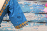 Saree Blouse | Stitched blouse | Blouse|Silk Blouse | Pure silk | blue blouse| indian Blouse|bollywood Blouse- HoneyBee Handlooms