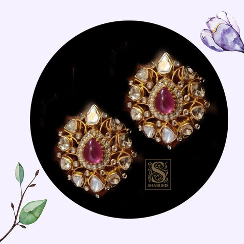 Pure Silver Jewellery Indian,Big Indian Studs,Moissanite Studs,Indian Bridal,Indian Wedding Jewelry,pure Silver jewelry-NIHIRA-SHABURIS