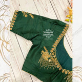 Saree Blouse| Green Blouse |Maggam Work Blouse | saree stitched Blouse| Bollywood Blouse | Zardosi Work Blouse | HoneyBee Handlooms
