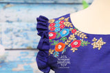 Saree blouse- blue saree blouse- Indian saree blouse-ruffle sleeve blouse-ruffle saree blouse-silk blouse-Nihira