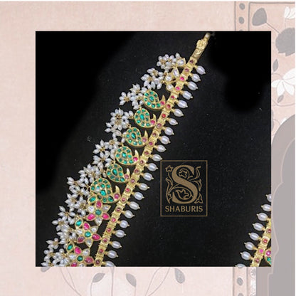 Latest Indian Jewelry,South Indian Jewelry,Guttapusalu Haram,Clustered Pearl Jewelry,pure Silver indian jewelry - NIHIRA - SHABURIS
