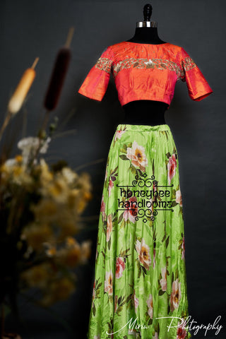 Indian partywear dress | Indian Dress | Indian crop top | Indian Designer dress | crop top Dress | HoneBee Handlooms- Nihira