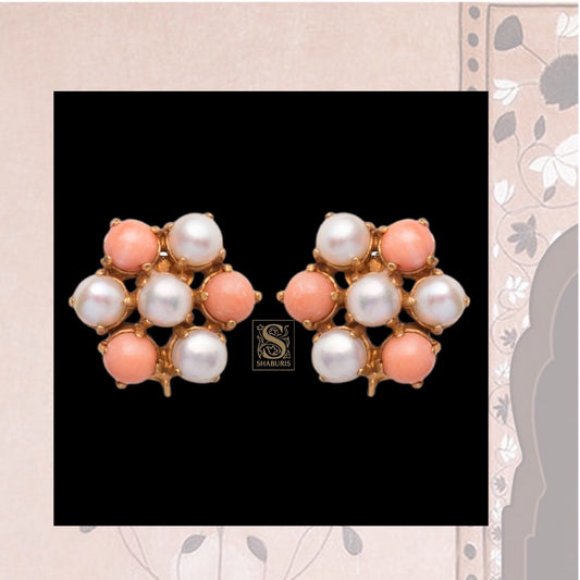 Indian Silver Jewelry,South Indian Jewellery,South Indian Jewelry,Coral Studs,indian Bridal jewellery Designs,Indian Wedding-NIHIRA-SHABURIS