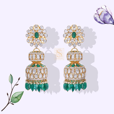 Latest Indian Jewelry,Pure Silver Jewellery Indian ,Moissanite earrings,indian earrings,Indian Bridal,Indian Wedding Jewelry-NIHIRA-SHABURIS