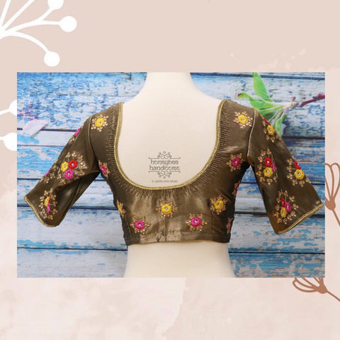 Gold Blouse| Saree Blouse |Maggam Work Blouse | saree stitched Blouse| Bollywood Blouse | Zardosi Work Blouse | HoneyBee Handlooms
