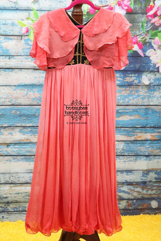 kids long frcok | Indian Kidswear | Indian Kids frock | Indian dress |maxi dress |Georgette dress | HoneyBee Handlooms