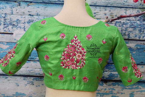 Saree Blouse | Stitched blouse|Maggam WorkBlouse|Silk Blouse | Pure silk | green blouse| indian Blouse|bollywood Blouse|Embroidery blouse
