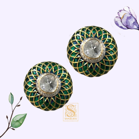 Pure Silver Jewellery Indian,Big Indian Studs,Moissanite Studs,Indian Bridal,Indian Wedding Jewelry,pure Silver jewelry-NIHIRA-SHABURIS