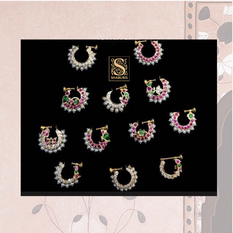 Nose pin,Latest Indian Jewelry,Pure Silver Jewellery Indian ,nose ring,wedding jewelry,Indian Bridal,mukku pudaka designs -NIHIRA-SHABURIS