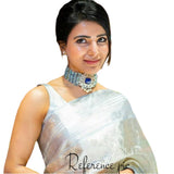 Samantha choker,Latest Indian Jewelry,South Indian Jewelry,Pure silver jewelry,sea green emerald set,victorian pendent,choker,necklace,Polki