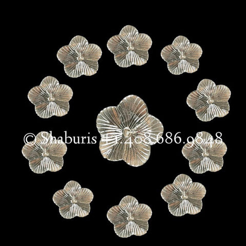 Pooja flowers in Silver,108 flowers in silver,pure silver return gift,astotharam flowers, gifts,indian gifts silver -NIHIRA-Set of 10