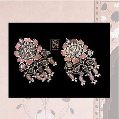 Customized Jewelry,South Indian Jewelry,Rhodium Earrings,Indian Bridal,Indian Wedding Jewelry,pure Silver indian jewelry-NIHIRA-SHABURIS
