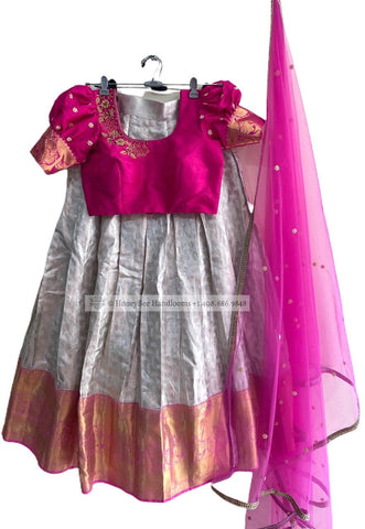 Pure kanchi pattu lehenga,Bridal Lehenga,Pattu langa,Langavoni,Halfsaree,Kanjivaram Lehenga,Pattu Pavada,Silk Lehenga,teens Lehenga-NIHIRA