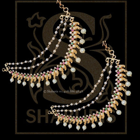 Champaswaralu,Pure Silver Jewellery Indian diamond jewelry,Sabyasachi style,Indian Bridal,Indian Wedding Jewelry-NIHIRA-SHABURIS