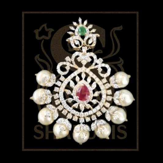 Latest Indian Jewelry,South Indian Jewellery,Pure silver diamond pendent,Swaroski Pendent,Indian Wedding Jewelry -NIHIRA-SHABURIS