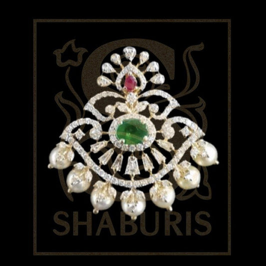 Latest Indian Jewelry,South Indian Jewellery,Pure silver diamond pendent,Swaroski Pendent,Indian Wedding Jewelry -NIHIRA-SHABURIS