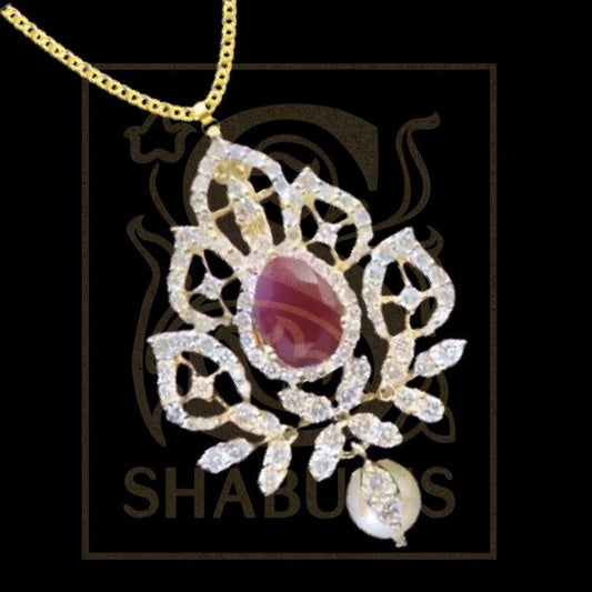 Latest Indian Jewelry,South Indian Jewellery,Pure silver diamond pendent,Swaroski Pendent,Indian Wedding Jewelry -NIHIRA-SHABURIS